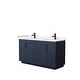 preview thumbnail 23 of 114, Miranda Double Vanity Set, Cultured Marble Top, No Mirror 60-Inch Double - Dark Blue, Black Trim, Carrara Cultured Marble Top