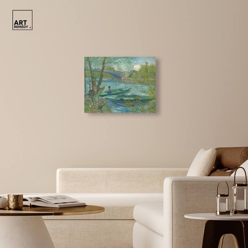 Fishing in Spring Canvas by Art Remedy, Gallery Wrapped