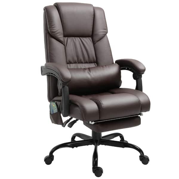 Vinsetto 7-point Vibrating Massage Office Chair High Back Executive Recliner  With Lumbar Support, Footrest, Reclining Back, Adjustable Height, Brown :  Target