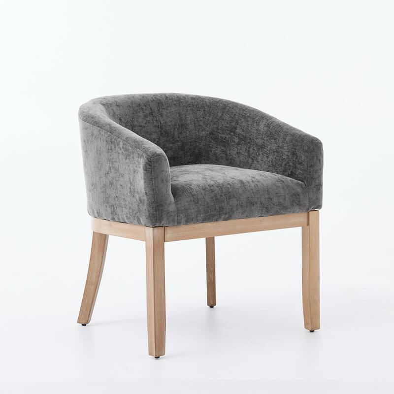 Roomfitters Upholstered Dining Chairs with Barrel Back & Wood Legs, Modern Accent Side Chairs for Kitchen and Living Room