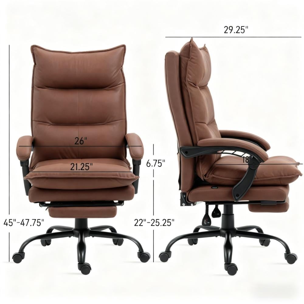 Leather Office Recliner Chair with Footrest