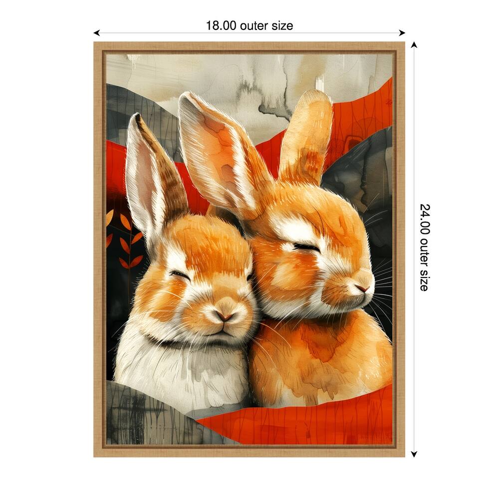 Sleepy Bunny Abstract by Justyna Jaszke Framed Canvas Wall Art