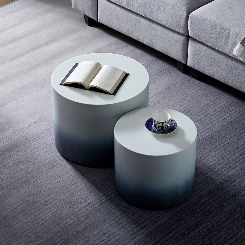 Round MDF with Veneer Side Table Coffee Table Nesting Table set of 2