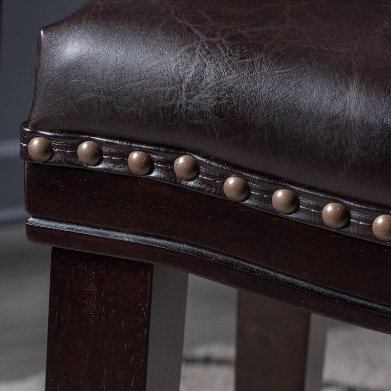 Christopher Knight Home Kainu Contemporary Upholstered Saddle Counter Stool with Nailhead Trim (Set of 2)