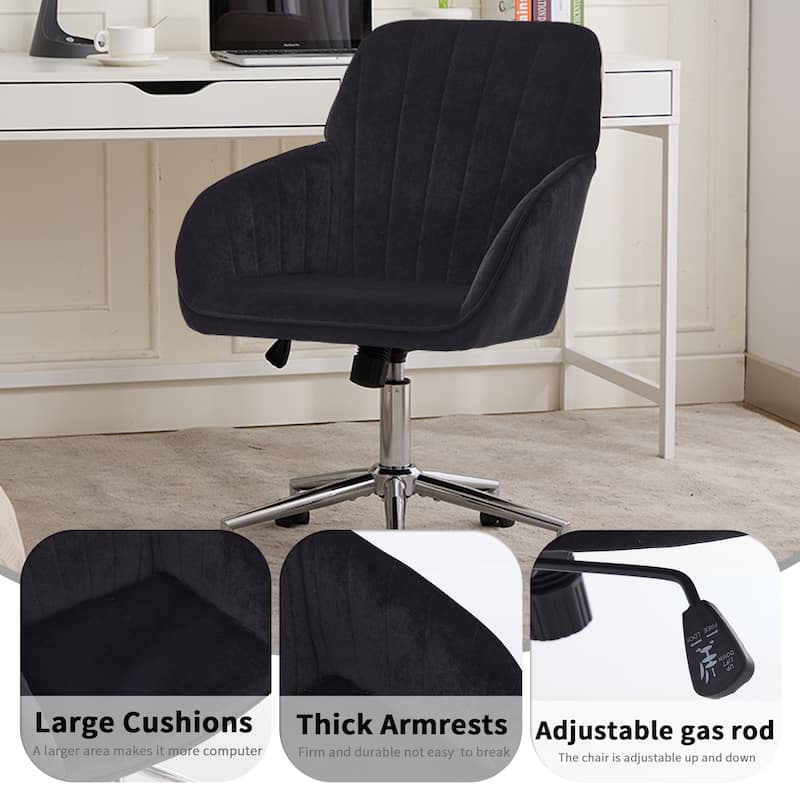 Adjustable Velvet Office Chair Ergonomic Swivel Chair with Backrest