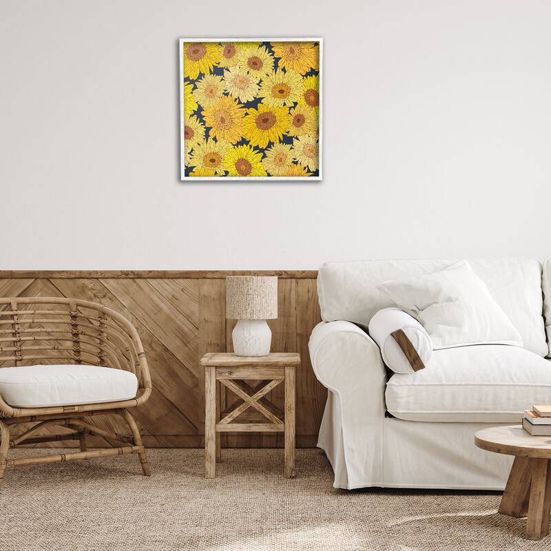 Stupell Charming Country Sunflowers Pattern Framed Giclee Art Design By Sazerelli Designs
