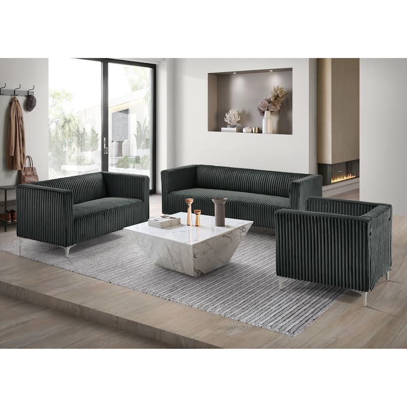 Clayfell Gavin Velvet Square Arm Chair/ Loveseat/ Sofa