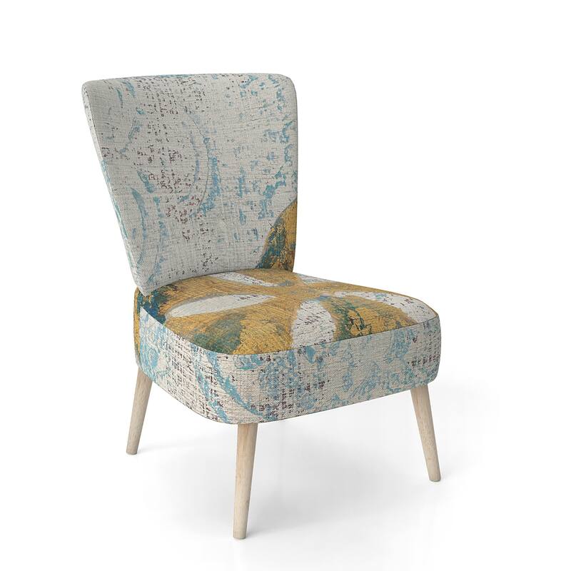 Designart "Coastal Pastel Seashells II" Upholstered VIntage Nautical Accent Chair - Arm Chair - Side Chair