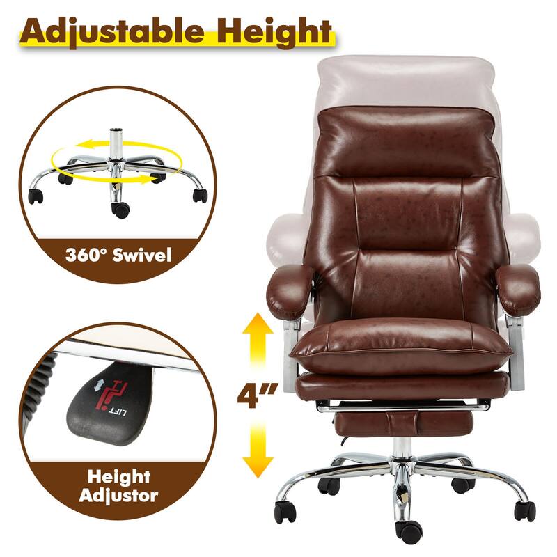 Reclining Executive Office Chair with Footrest