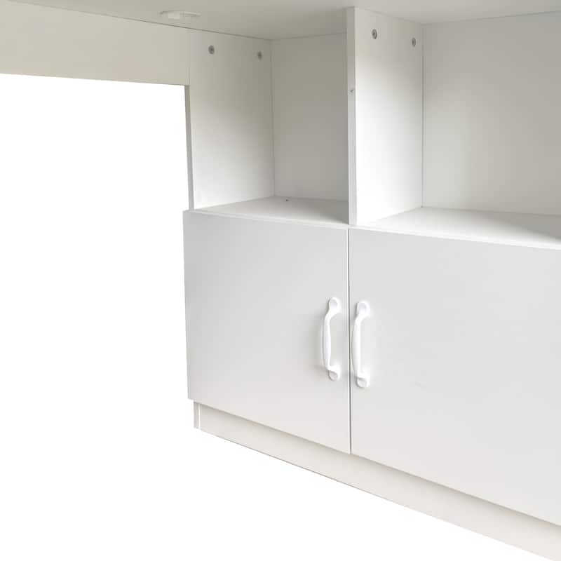 Large Home Office L-Shaped Corner Desk with Drawers & Bookshelf