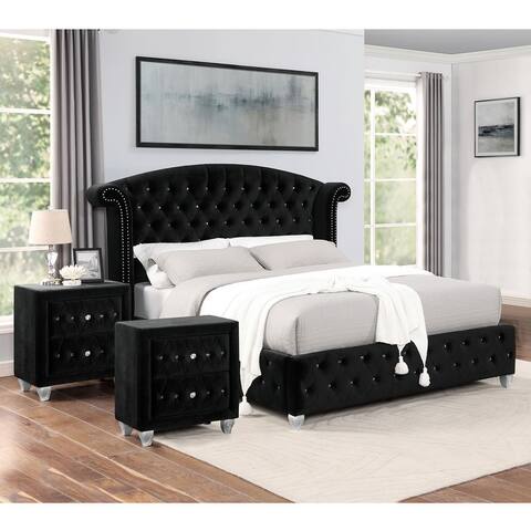 Shelldale Glam Upholstered 3-Piece Bedroom Set by Furniture of America
