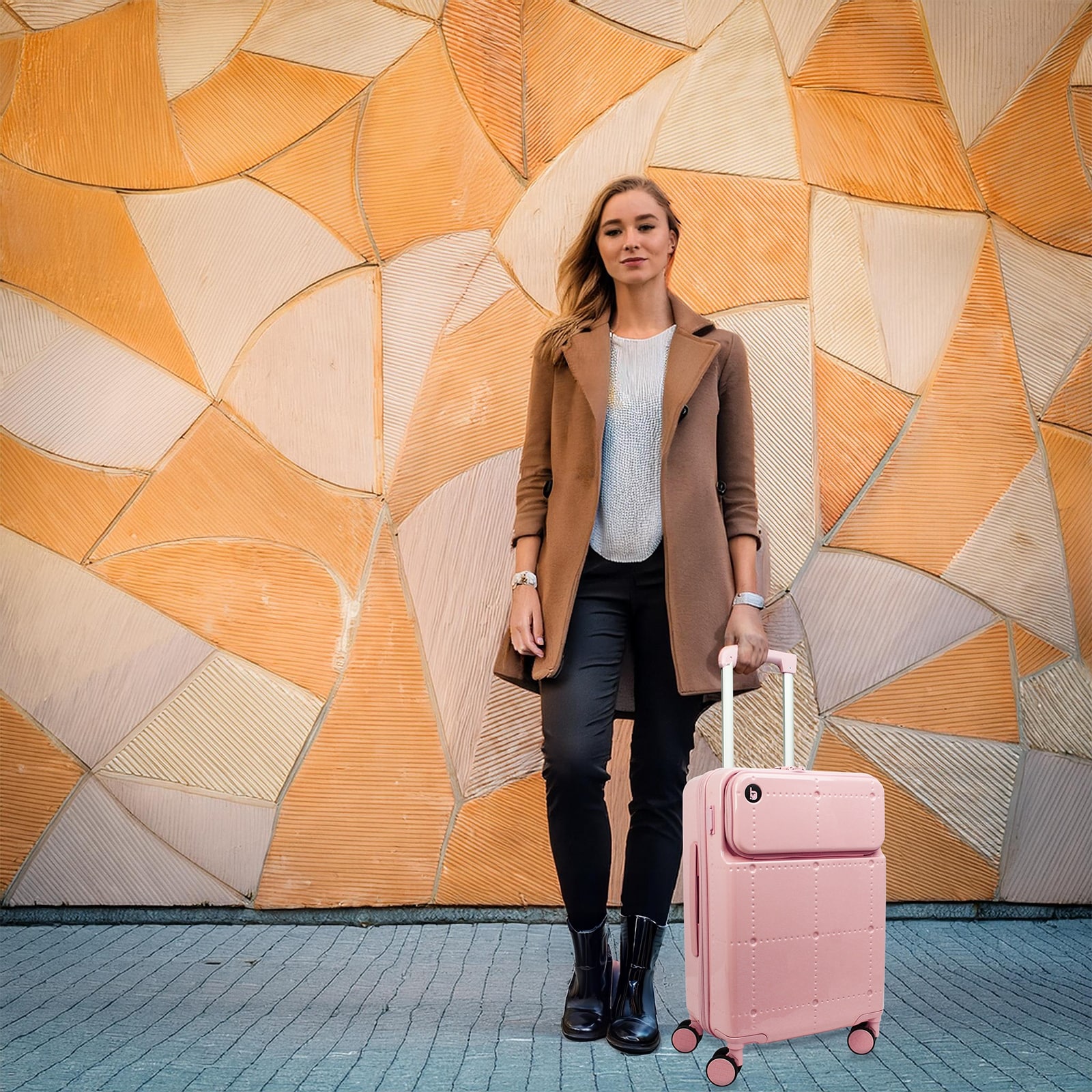 Ultralight Smart Carry-On Luggage with USB-A and USB-C Charging-image