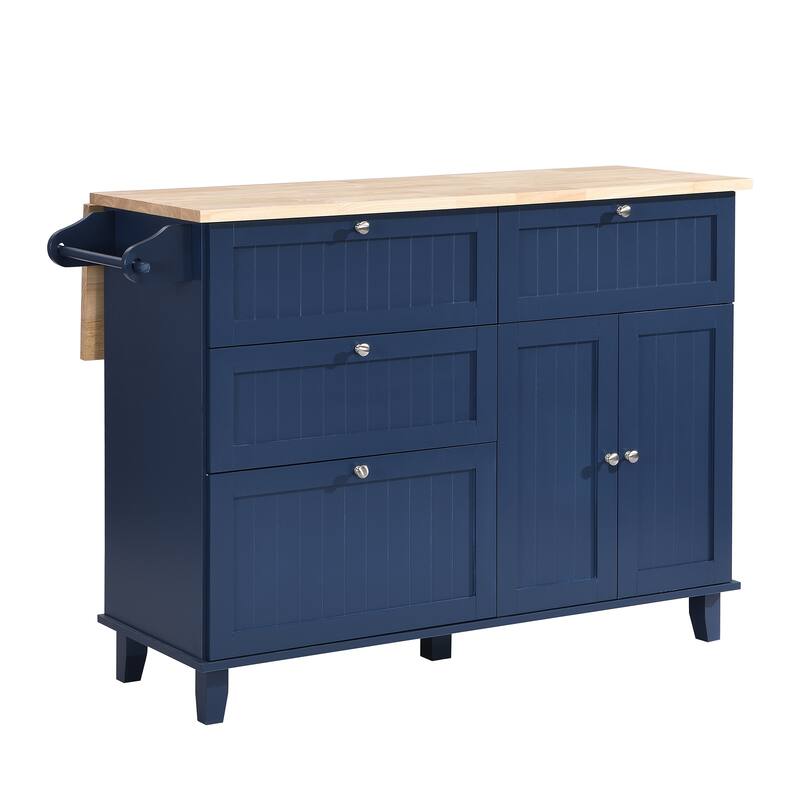 3-piece Drop Leaf Kitchen Island Set with 2 Seatings and Towel Rack