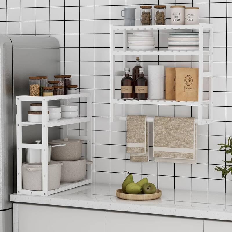Towel Rack Bathroom Storage Shelves Over The Toilet with Towel Bar