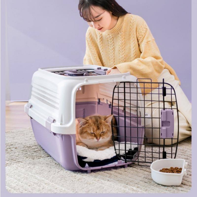 Plastic Cat Carrier with Integrated Litter pan