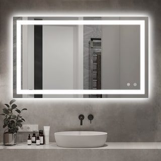 Anti Fog 60 x 40 inch LED Bathroom Dimmable Wall Mounted Mirror - On ...