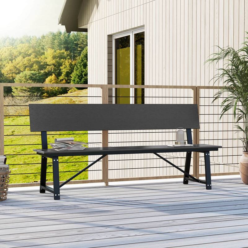 1/2 PCS Outdoor Bench 4-Person 72'' Garden Bench with Backrest