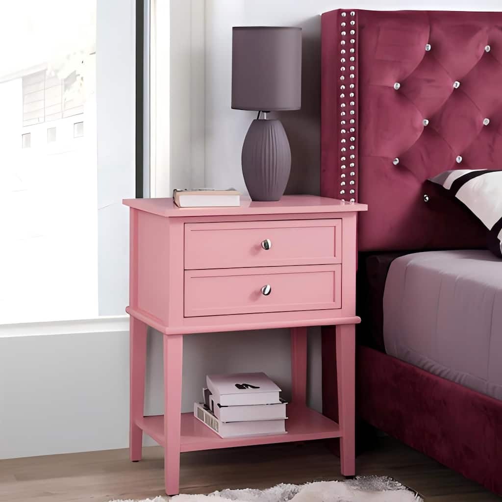 Contemporary Pink Nightstand with Open Shelf for Easy Access