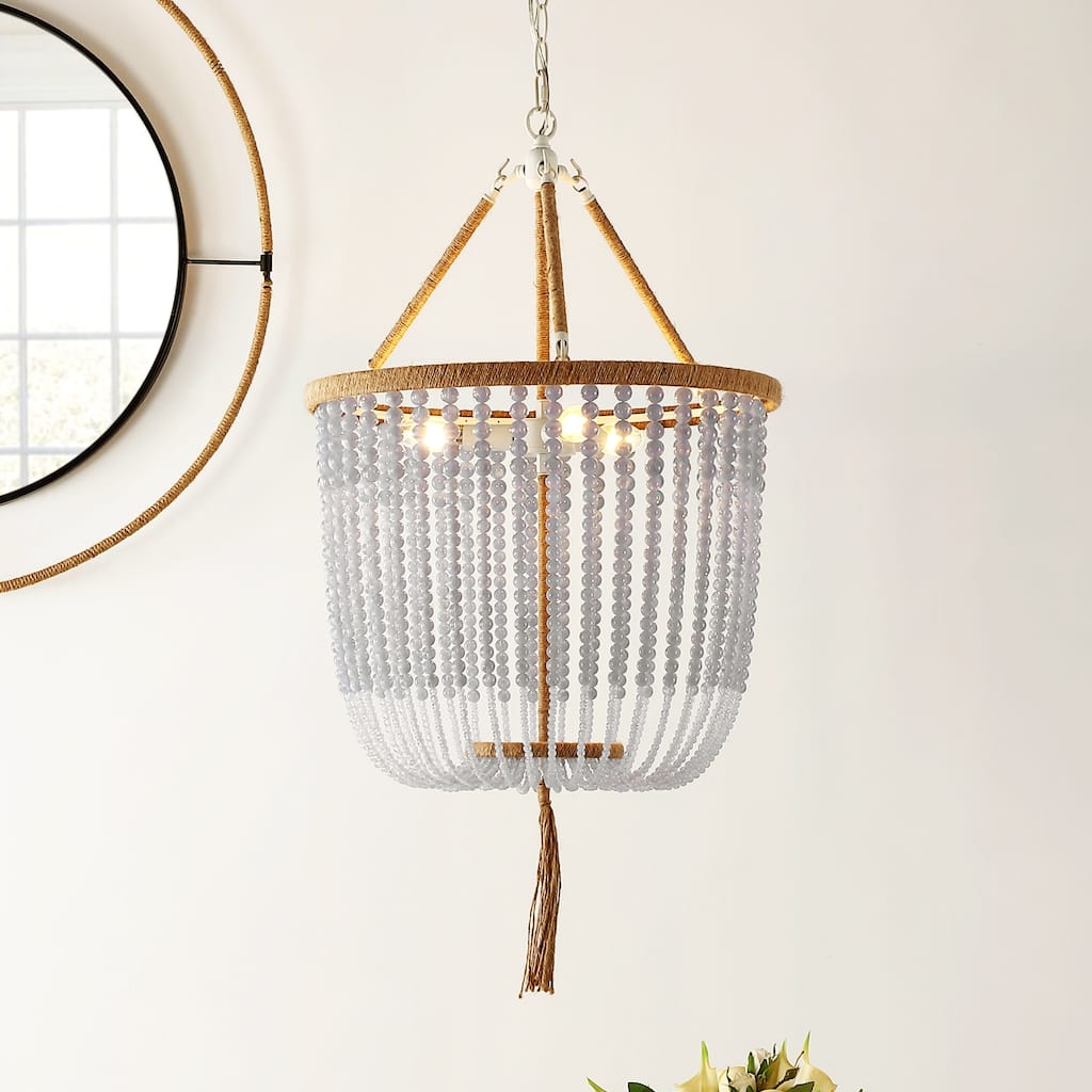 SAFAVIEH Lighting Evdokija Adjustable 3-Light Angie Blue Pendant - 18"x18"x35.5- 107.5" - 18Wx18Dx108H