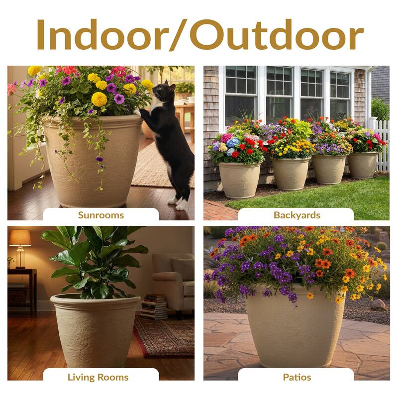 Sunnydaze Anjelica Outdoor Flower Pot Planter - 20-Inch - 2-Pack