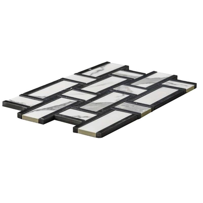 Stately Tre Basketweave 9.5x14 Porcelain Mosaic Tile - Floor, Wall, Backsplash