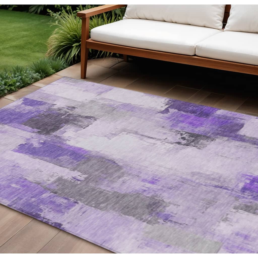 HomeRoots Abstract Transitional Rectangle Outdoor Rug