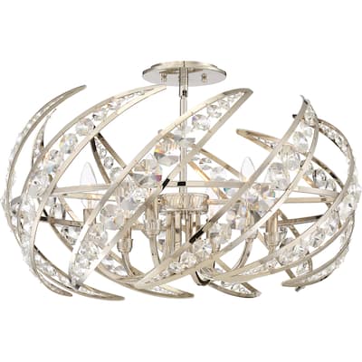 Quoizel Crescent Polished Nickel 6-light Semi-flush Mount