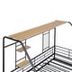 preview thumbnail 10 of 9, Twin Size House Bed with Twin Trundle Bed, All-in-one Grid, Built-in 2 Shelf, Top-shelf for Kids Black Metal House-shape Frame