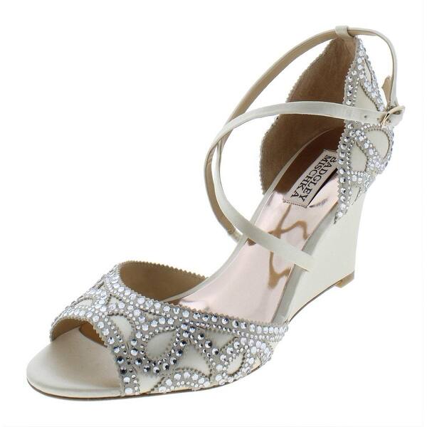 Shop Badgley Mischka Womens Winter Wedge Heels Satin Open Toe