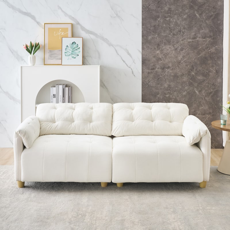 Cloud Loveseat Sofa, Futon Sofa with Storage Space, Straight-Line Sofa with Upholstered Backrest 2-Seat Armchair