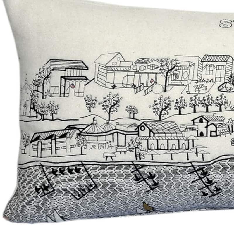 HomeRoots 35" White St Michael's Daylight Skyline Lumbar Decorative Pillow