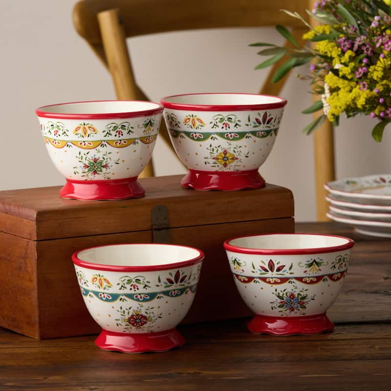 Certified International Provence 5.25" Ice Cream/Dessert Bowls,Set of 4 Assorted Designs - 5.25'' W x 5.25'' D x 3.75'' H