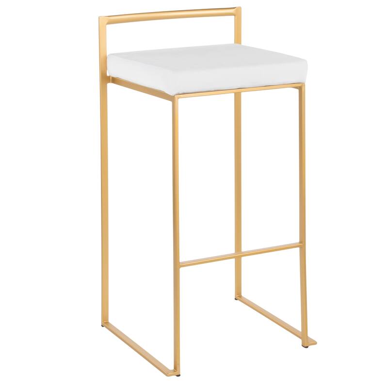Silver Orchid Forrest Gold Stackable Fully Welded Bar Stool (Set of 3) - White Velvet