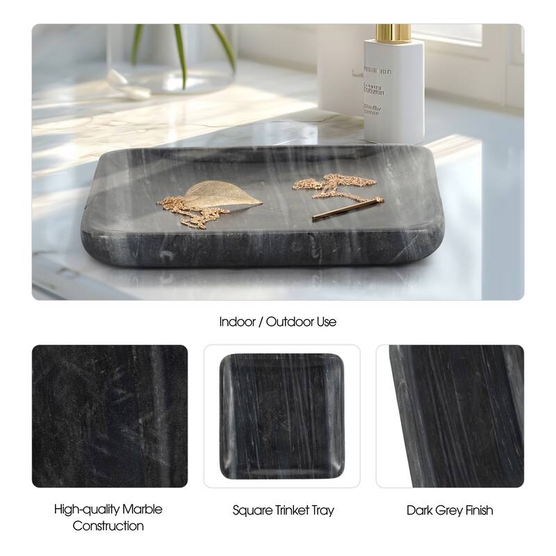 Sagebrook Home 9" Zarra Grey Marble Trinket Tray, , 1"H - 9" x 9" x 1"