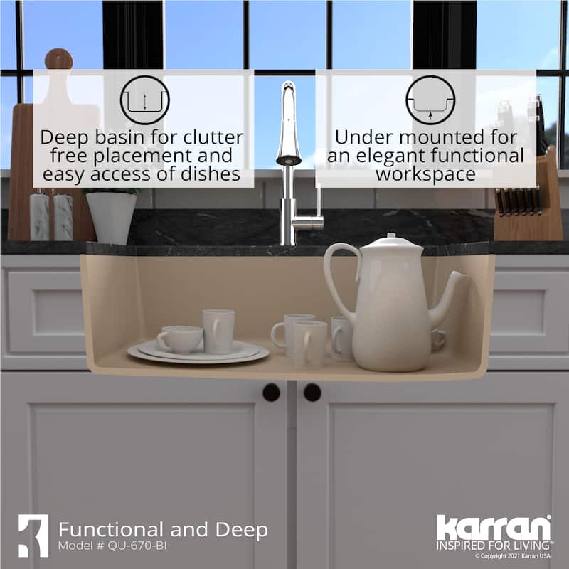 Karran Undermount Quartz 32 in. Single Bowl Kitchen Sink Kit