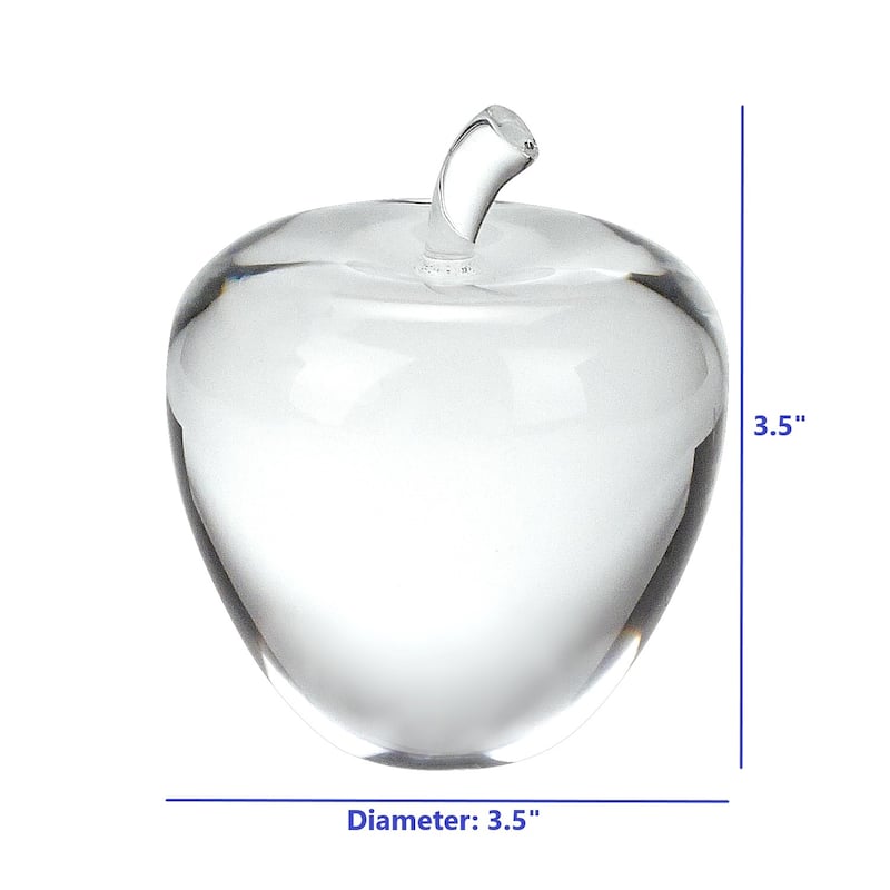 HomeRoots 4" Clear Crystal Apple Paperweight Tabletop Sculpture