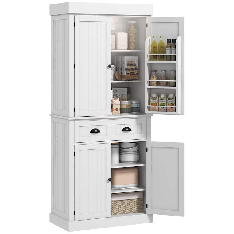 71" Smart Kitchen Pantry Cabinet with Motion Sensor Light