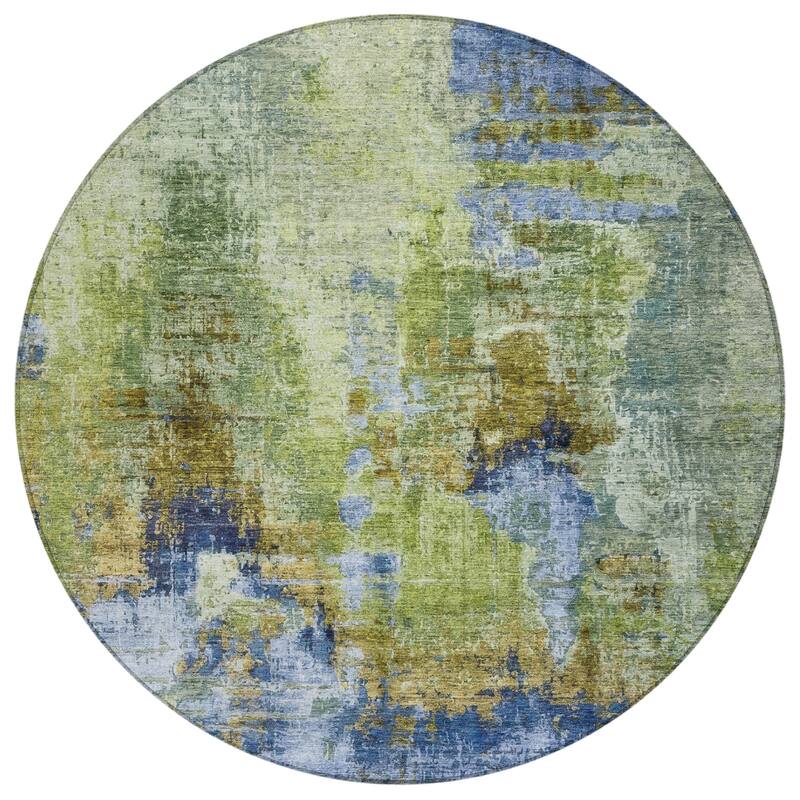 Machine Washable Indoor/ Outdoor Abstact Contemporary Chantille Rug