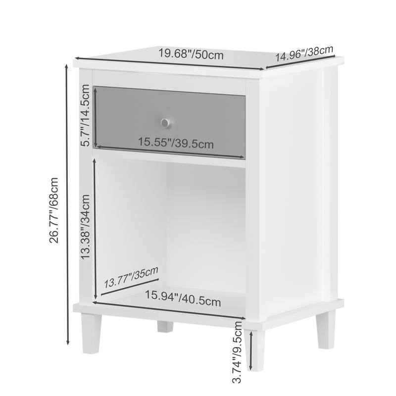 26.77''H Wooden Nightstand with One Drawer One Shelf for Kids