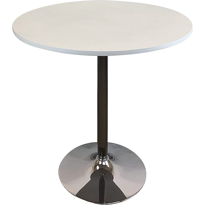 Round Wood Top Dining Table with Chrome Base - White