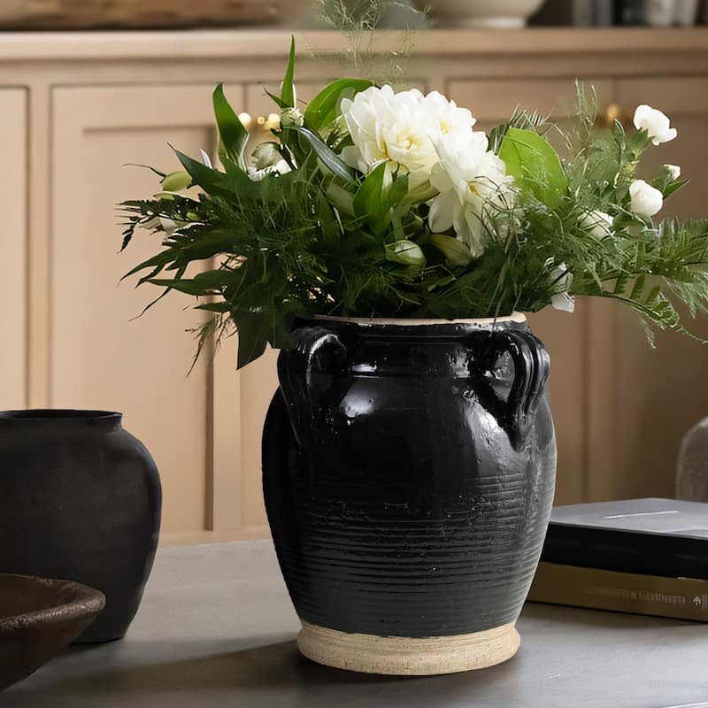 Black Jug Terracotta Round Vase (Single)