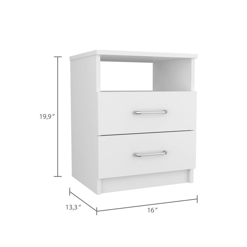 FM Furniture Oklahoma Nightstand with Two Drawers, and One Shelf