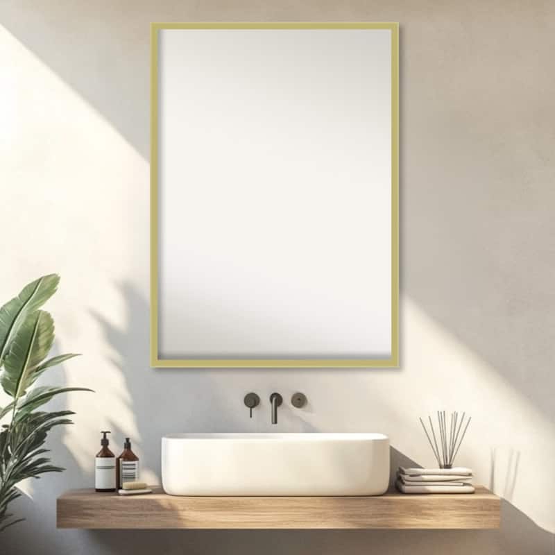 Incline Non-Beveled Wood Framed Bathroom Vanity Wall Mirror