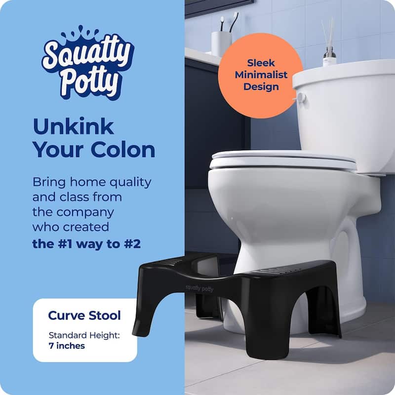 Squatty Potty The Original Bathroom Toilet Stool, 7 Inch Curve Lightweight with Sleek and Modern Design, Black