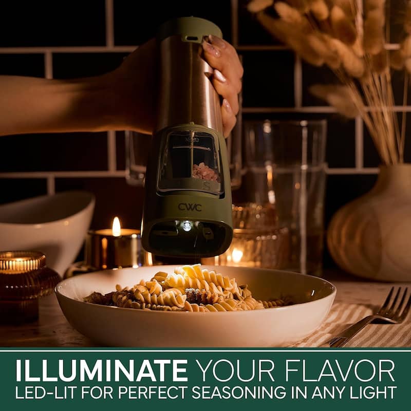 COOK WITH COLOR 2-in-1 Rechargeable Salt & Pepper Shaker - 2 Grinders for Salt and Pepper