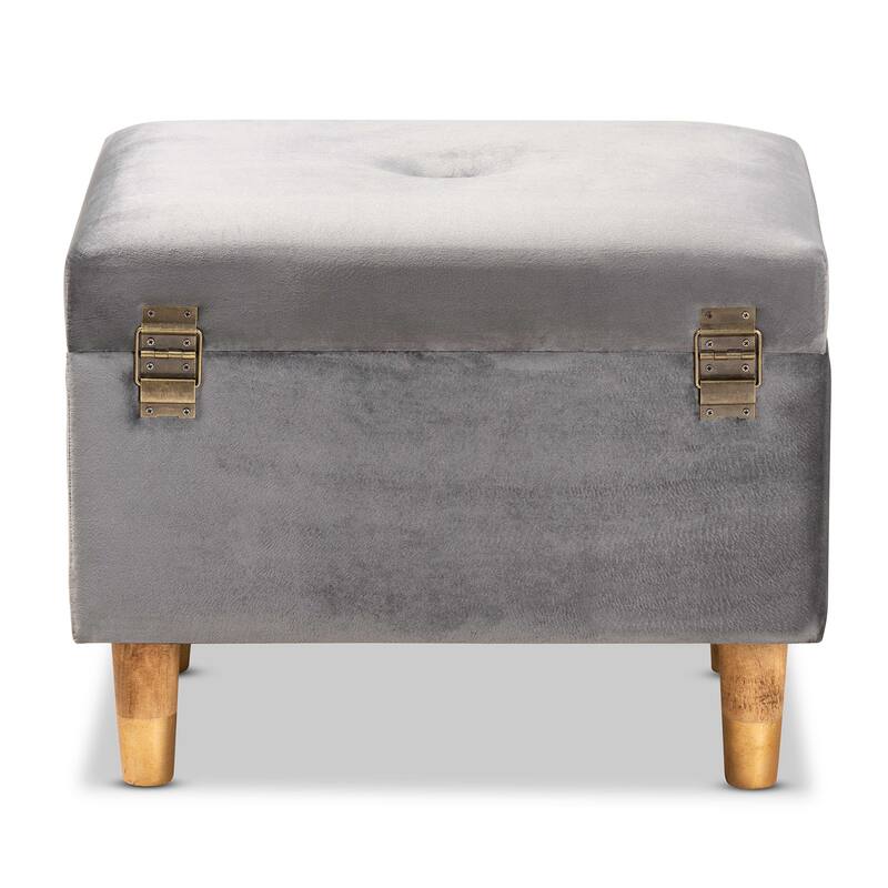 Elias Modern Velvet Fabric Storage Ottoman