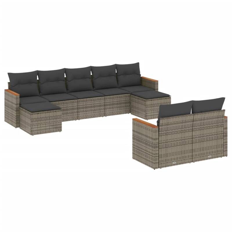 vidaXL Patio Sofa Set with Cushions Outdoor Conversation Furniture Poly Rattan