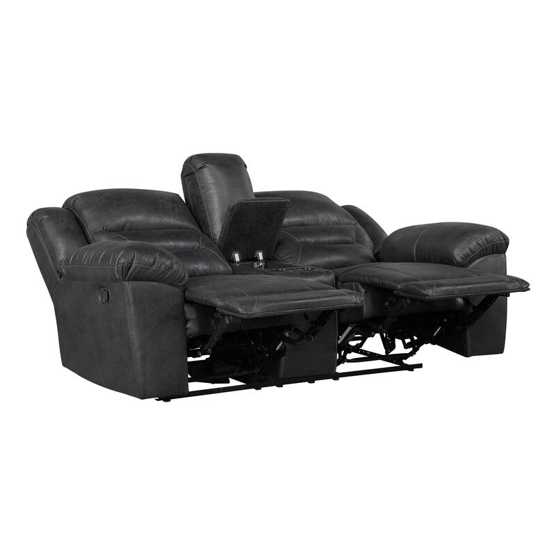 Alonzo 81" Polished Microfiber Manual Double Reclining Loveseat
