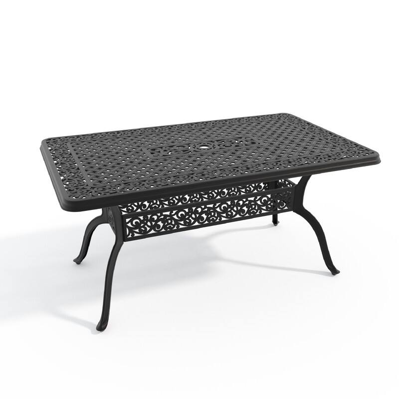59.06 in. (L) x 35.43 in. (W) Black Rectangle Cast Aluminum Patio Dining Table
