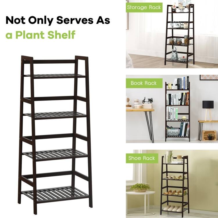 4-Tier Plant Rack with Guardrails Stable and Space-Saving for Home - 19" x 12.5" x 45"